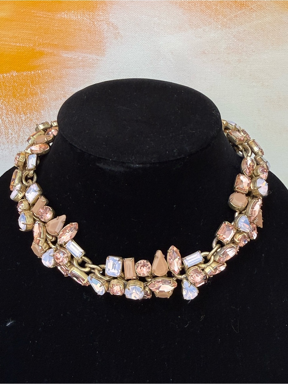 J. Crew Gold-Tone Necklace with Blush Pink and Opalescent Stones
